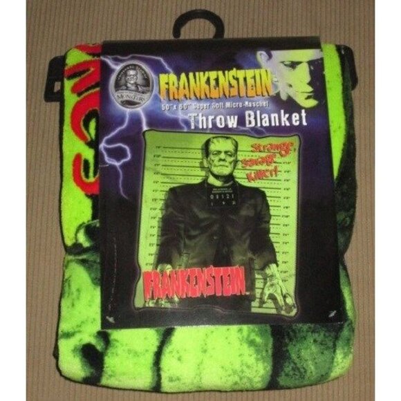 New Frankenstein Monster Plush Fleece Throw Blanket GIFT Halloween Decor Killer - Picture 2 of 2